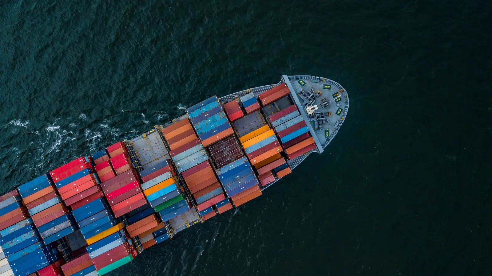 Container vessel under way at sea