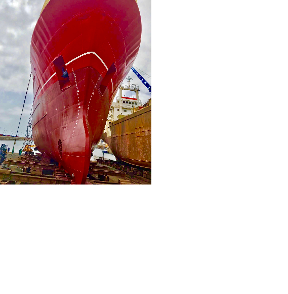 red ship tanker construction